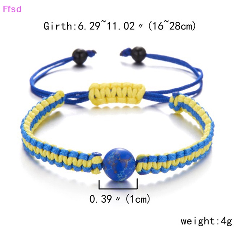 {Ffsd} Vòng Tay Dây Bện Gắn Mặt Hình Lá Cờ Màu Xanh Dương / Vàng Làm Thủ Công Cho Nam Và Nữ Bán Chạy