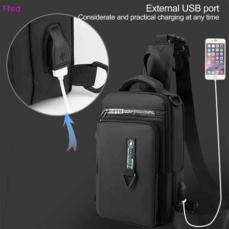 Túi Đeo Chéo nylon Có Cổng Sạc usb Cho Nam