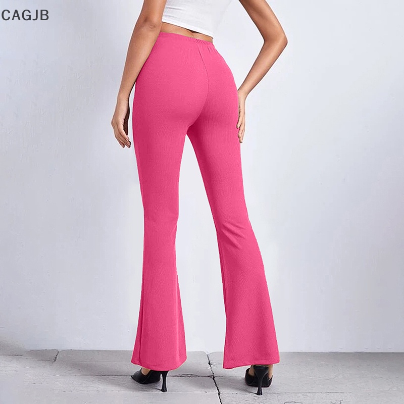 CAGJB  Quần Ống Loe Tập Yoga Lưng Cao Co Giãn Màu Trơn Xuân Hè Cho Nữ