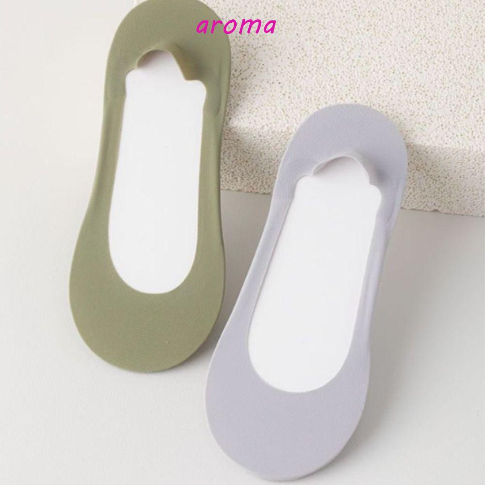 AROMA Vớ Thuyền Bằng Lụa Mát Màu Trơn Thấm Hút Mồ Hôi Thời Trang Dành Cho Nữ