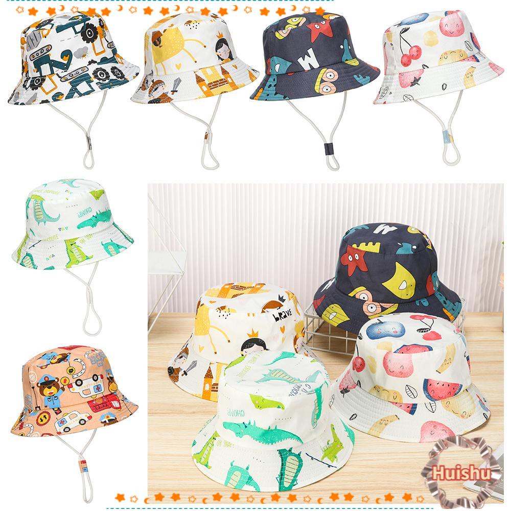 HS Mũ Bucket Chống Tia UV In Họa Tiết Hoạt Hình Dễ Thương Thời Trang Đi Biển Cho Bé