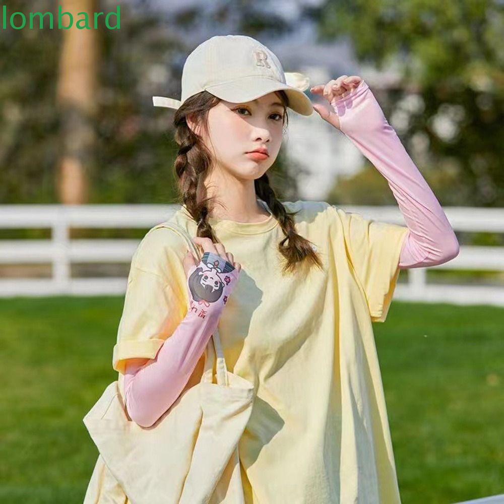 LOMBARD Găng Cánh Tay Giữ Ấm Chống Tia UV Họa Tiết Hoạt Hình Phong Cách Hàn Quốc Thời Trang Mùa Hè Cho Nữ