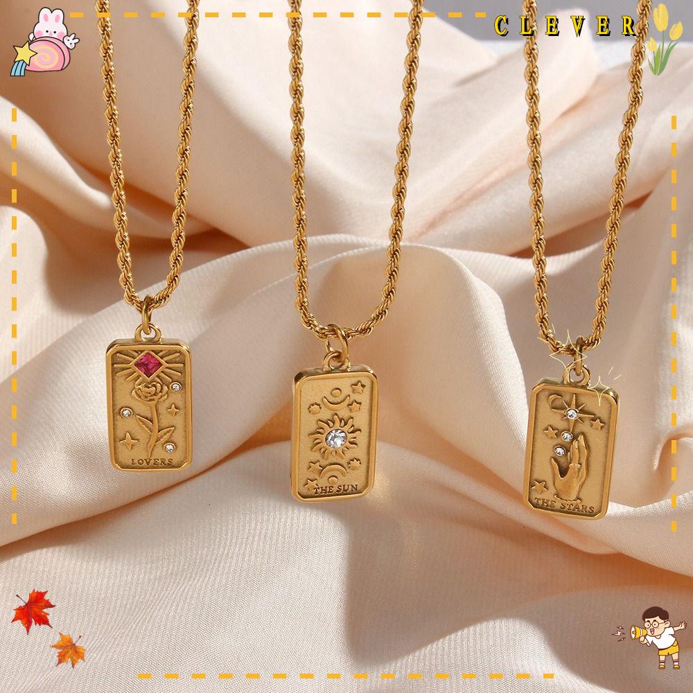 CLEVER Vòng cổ Bài Tarot Mặt Trời Mặt Trăng Ngôi Sao May Mắn