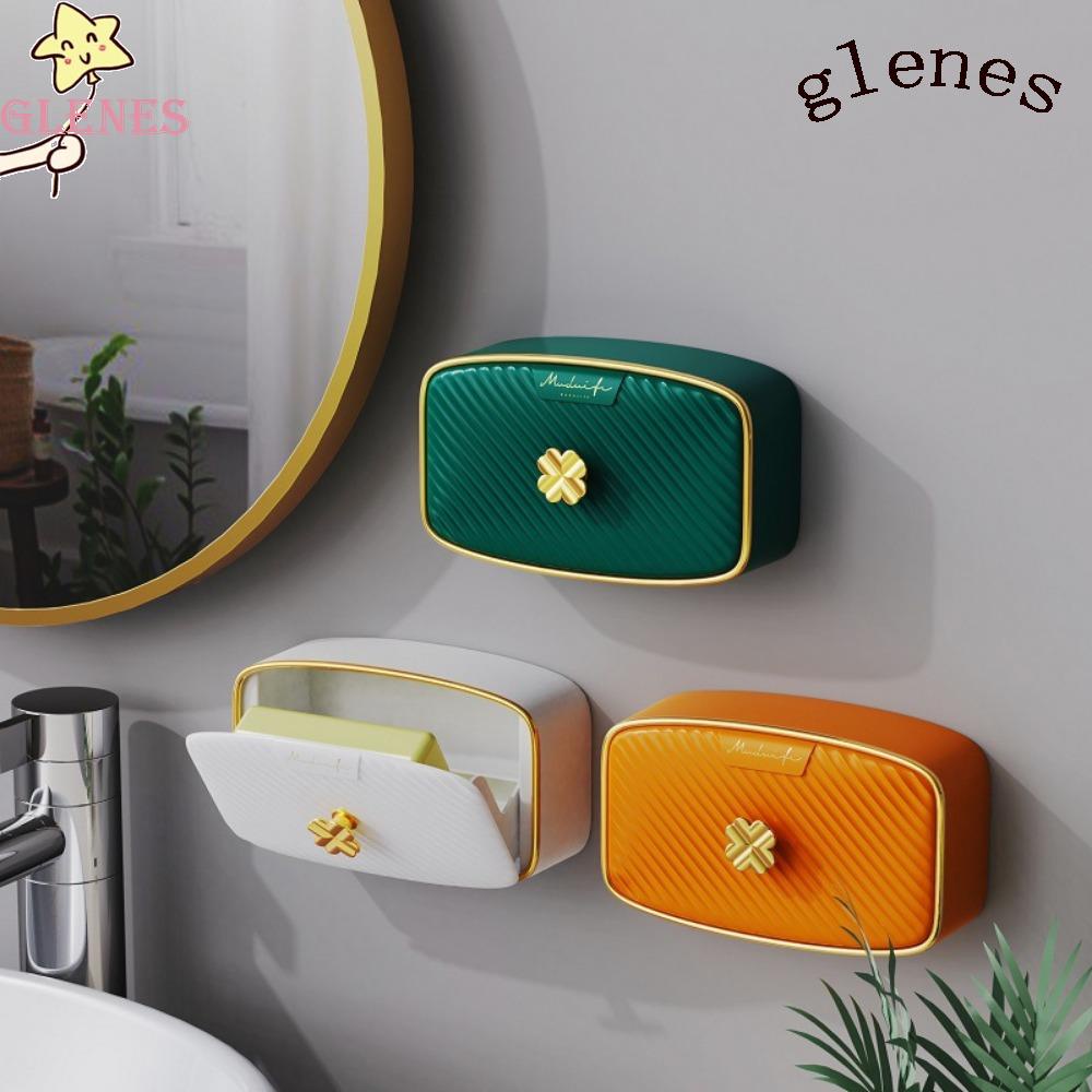 GLENES Khay Đựng Xà Phòng Bằng Nhựa Chống Bụi Không Cần Đục Lỗ Cho Nhà Tắm