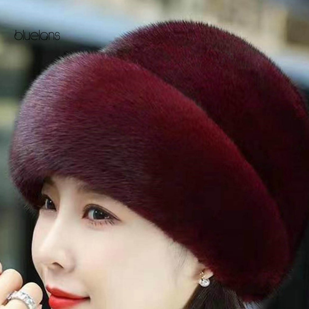 Mũ Lông Giả Màu Trơn Giữ Ấm Tai Chống Gió Không Phai Màu Sắc Thời Trang Mùa Đông Cho Nữ