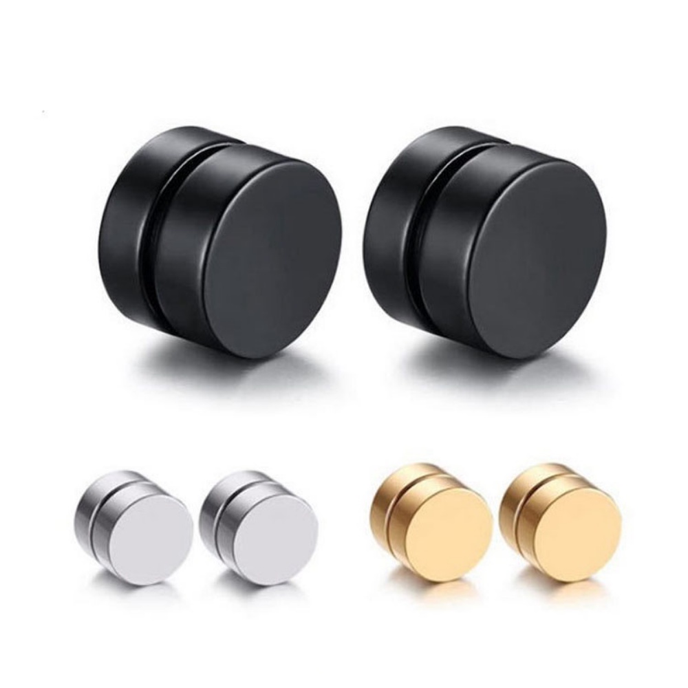 Khuyên Tai Kẹp Nam Châm Không Xỏ Lỗ Bằng Thép Titan Màu Đen Phong Cách Hàn Quốc Hợp Thời Trang Cho Nam Và Nữ