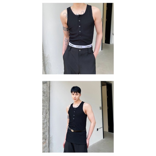 Áo Sát Nách 150kg Cài Khuy Co Giãn Tốt Thiết Kế Cá Tính Cho Nam