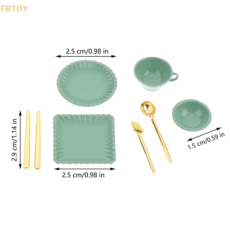 1 Bộ Chén Dĩa Muỗng Cà Phê 1: 12 Trang Trí Nhà Búp Bê
