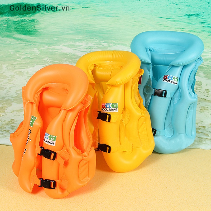 Phao Bơi Bơm Hơi Bằng PVC Màu Vàng Bạc An Toàn Cho Bé