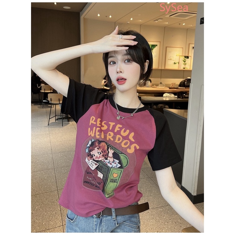 Áo Sơ Mi Ngắn Tay Họa Tiết Hoạt Hình Thời Trang Mùa Hè Cho Nữ