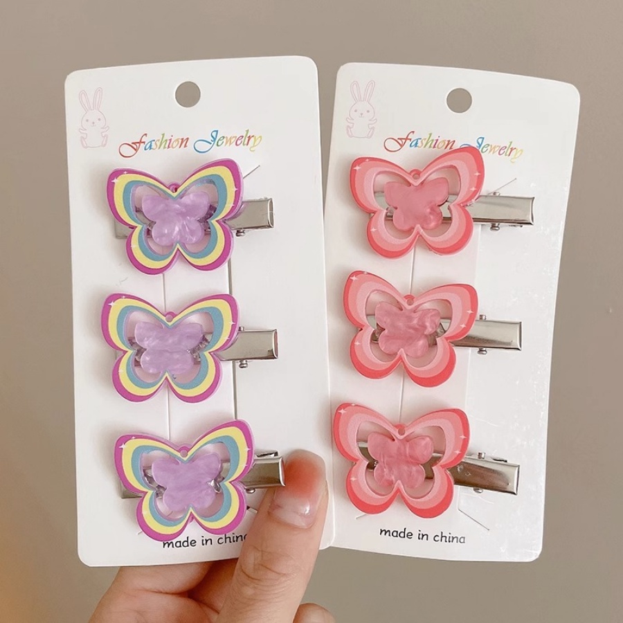 Set 2 Kẹp Tóc Hình Bướm Nhiều Màu Sắc Dễ Thương Phong Cách Hàn Quốc