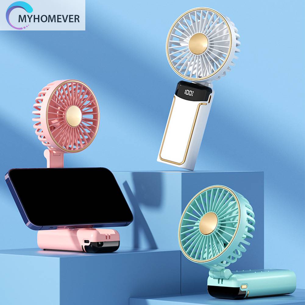 Quạt Cầm Tay Mini Có Thể Gấp Lại Với Màn Hình Kỹ Thuật Số Để
