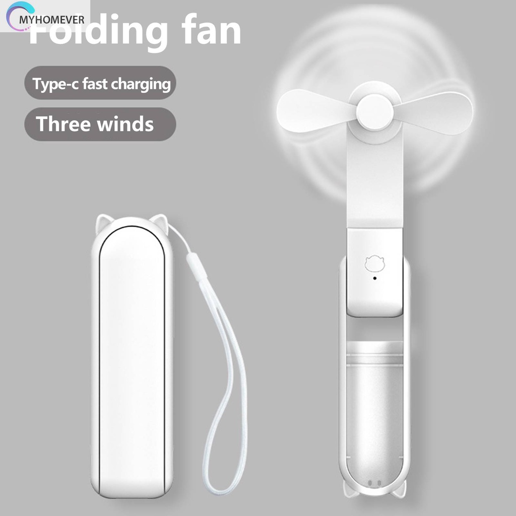 Quạt Mini Cầm Tay Sạc USB 3 Chế Độ Hình Tai Mèo Xinh Xắn