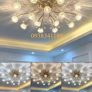 Đèn ốp trần 15 bóng,đèn chùm led thả trần trang trí phòng bếp,đèn phòng khách,phòng ngủ, đèn thả trần pha lê cao cấp