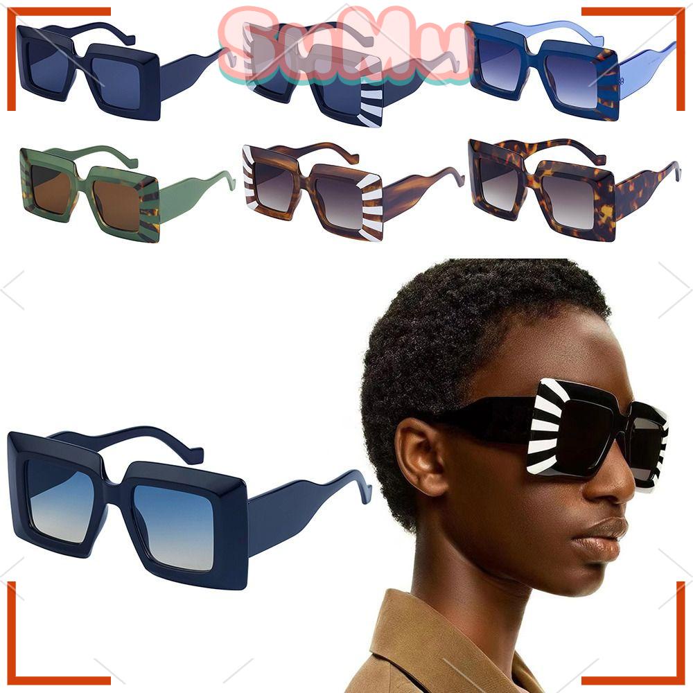 SUMU Kính Mát Vuông Oversized In Họa Tiết Ngựa Vằn Cho Nam &amp; Nữ