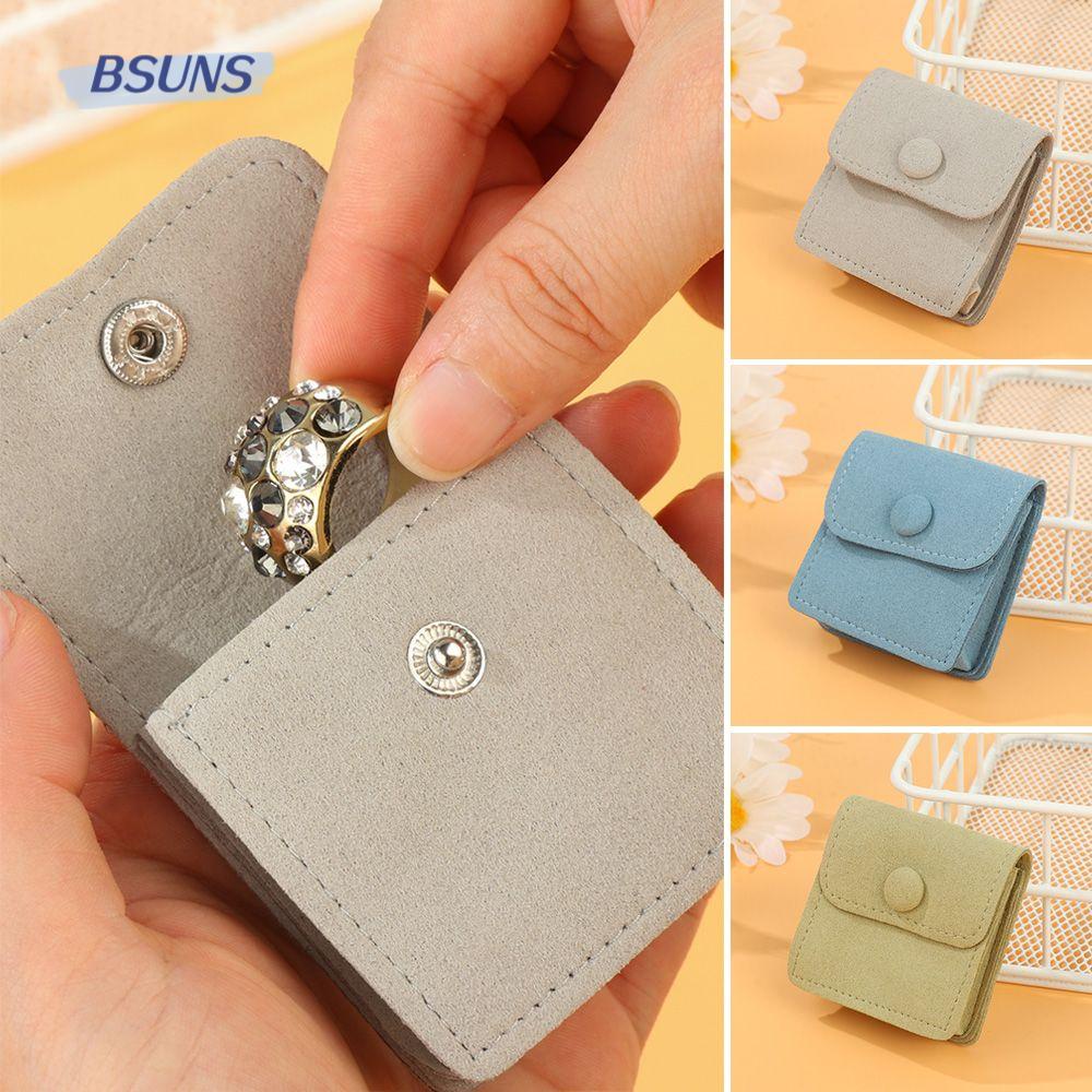 BSUNS Túi Đựng Trang Sức Vải Nhung Phối Nút Cài Đôi Tiện Dụng
