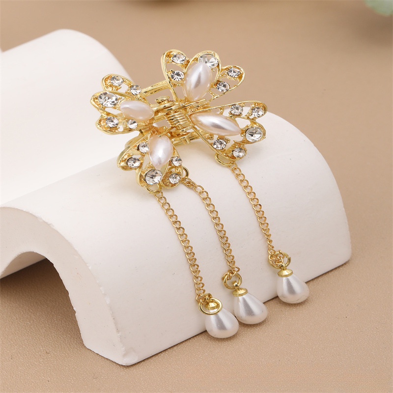 Kẹp Tóc Hình Bướm Đính Ngọc Trai Giả Phong Cách INS Tinh Tế Thời Trang Cho Nữ