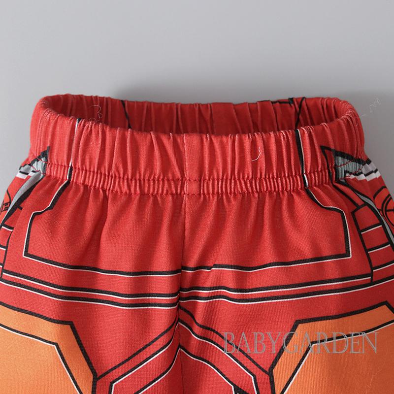 Bộ Đồ Ngủ 2 Mảnh Gồm Áo Thun Tay Cộc + Quần Ngắn Co Giãn In Họa Tiết Hoạt Hình Thời Trang Mùa Hè Cho Bé Trai