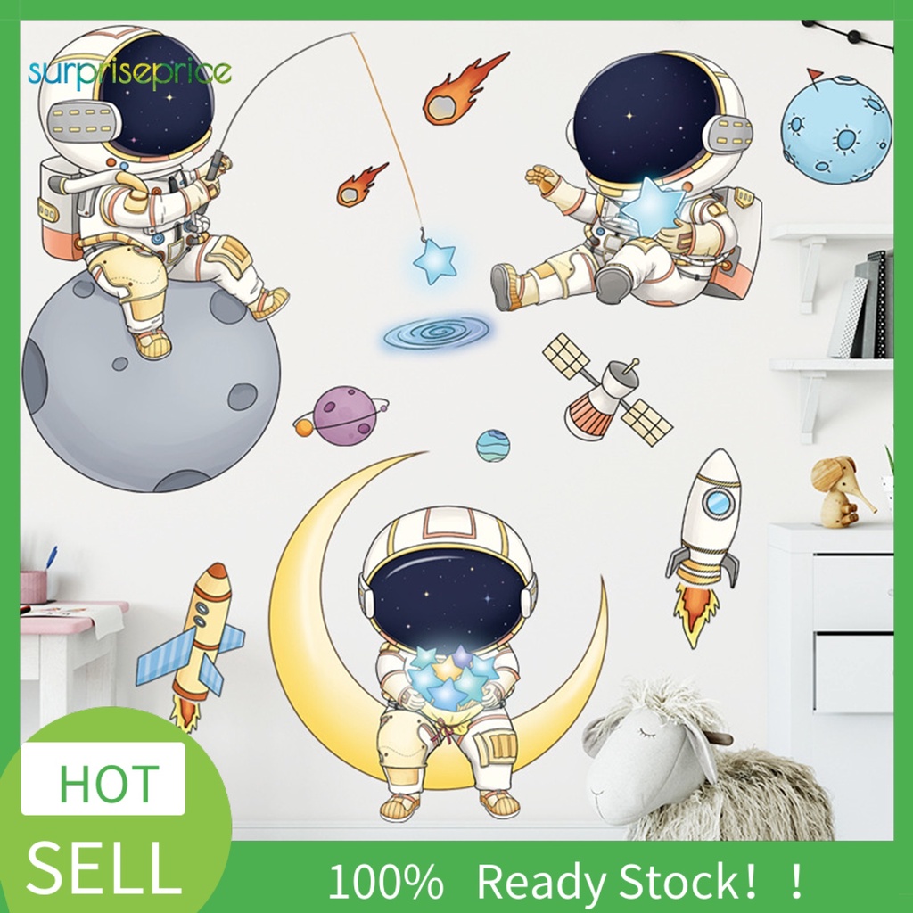 Set 2 Miếng Dán PVC Chống Thấm Nước Họa Tiết Hành Tinh Hoạt Hình Dễ Thương Trang Trí Nhà Cửa