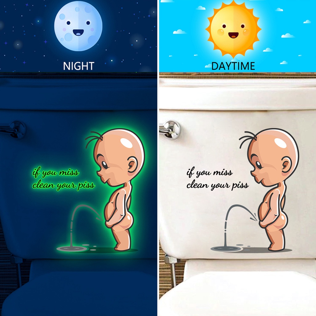 Miếng Dán Trang Trí Toilet In Chữ Dạ Quang Tự Dính Chống Thấm Nước Tiện Dụng