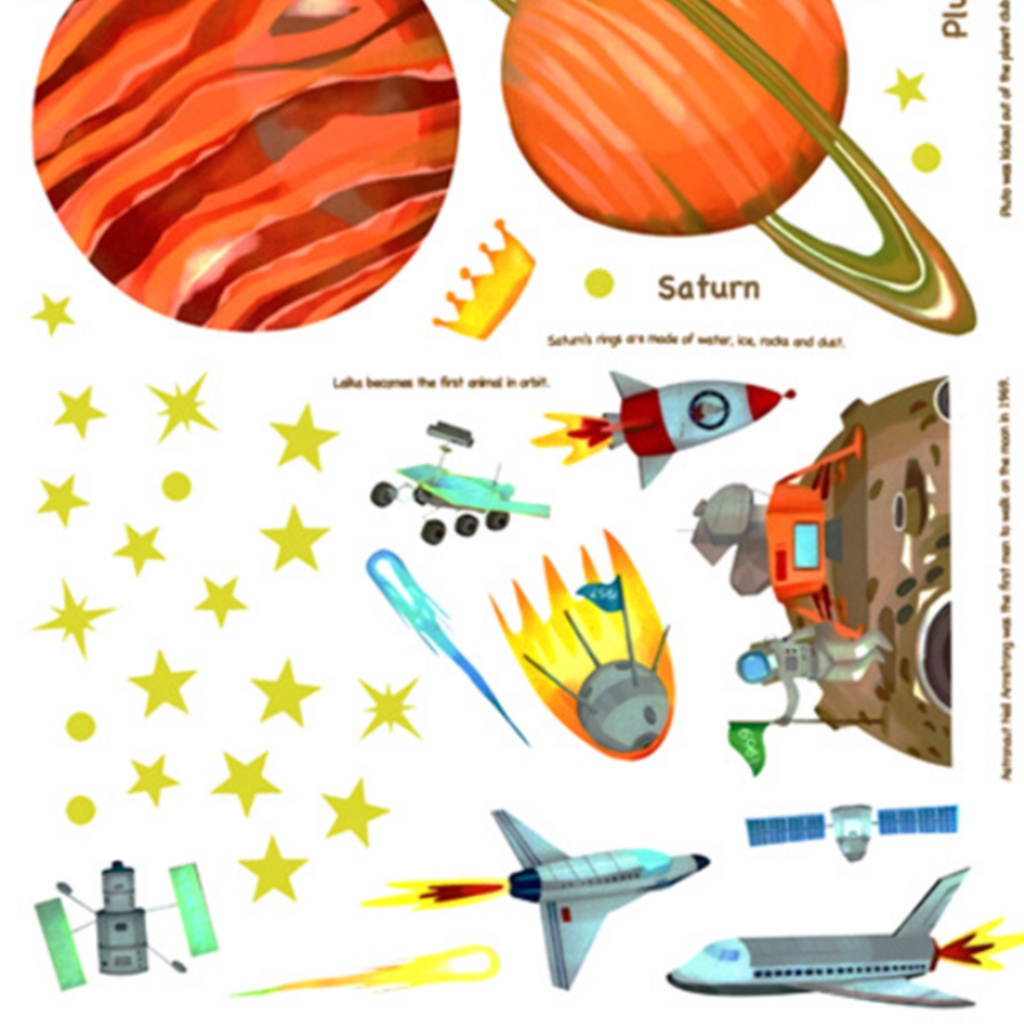 1 Bộ Sticker Dán Tường Tự Dính Bằng PVC Hình Hành Tinh Hoạt Hình Có Thể Tháo Rời Cho Nhà Trẻ