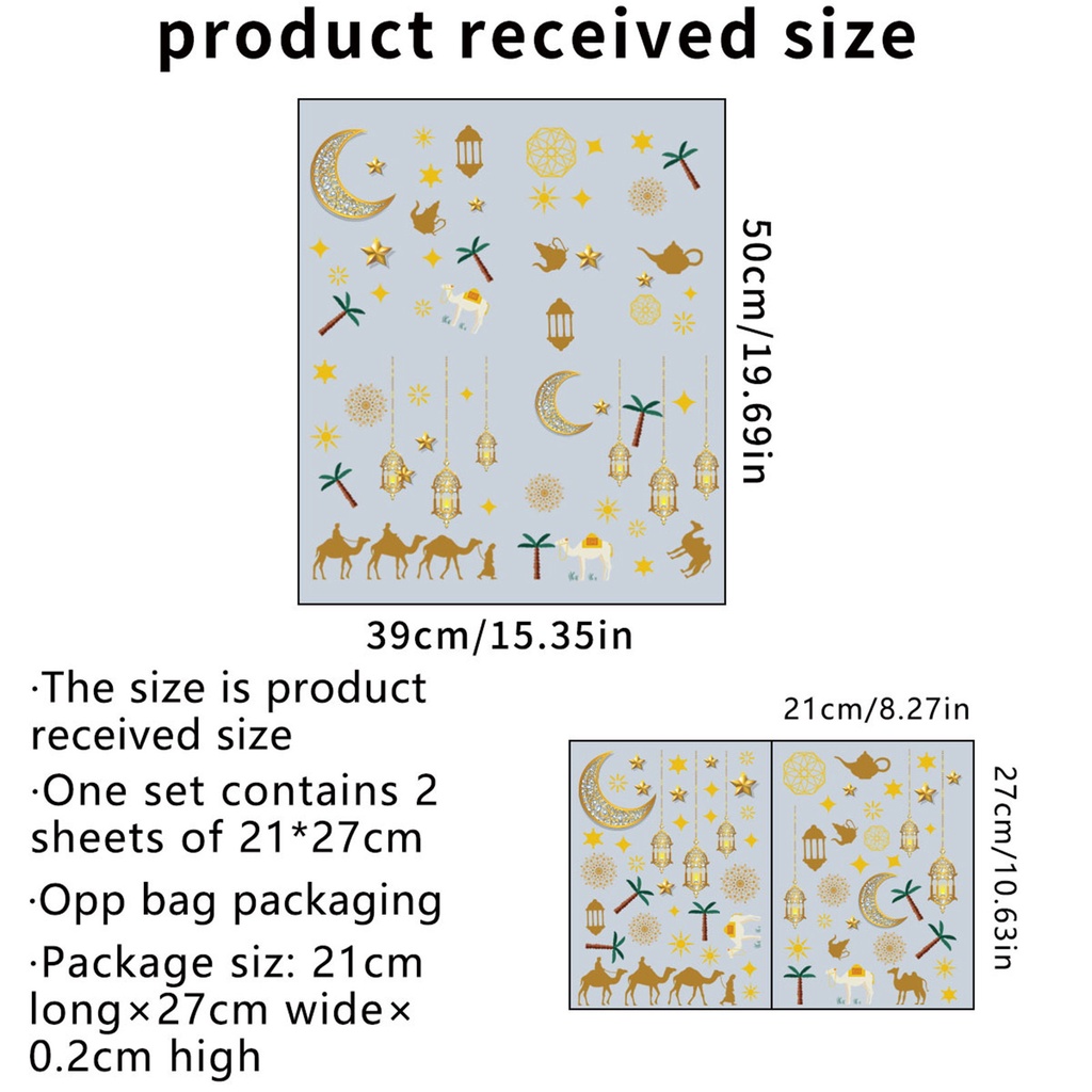 (Bất Ngờ) Set 2 Miếng Dán Tường Hình Mặt Trăng Ngôi Sao Tĩnh Điện Dễ Dán Không Thấm Nước Chống Rách Cho Phòng Ngủ