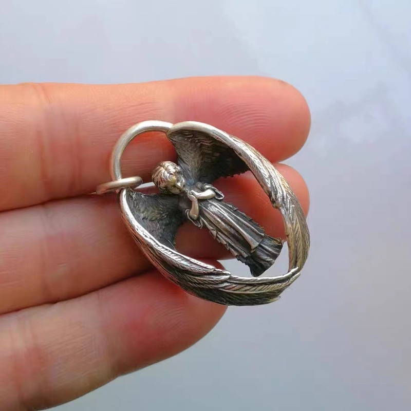 Vòng cổ Bùa Cầu Nguyện Mạ Bạc Hình Đôi Cánh Thiên Thần