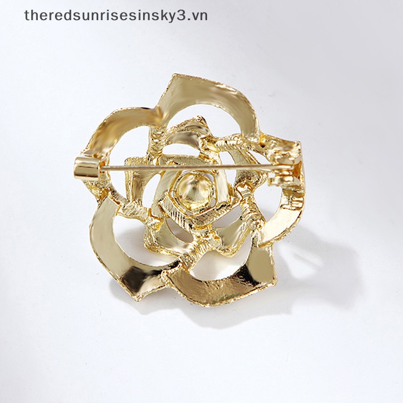 Ghim Cài Áo Hình Hoa Trà Đính Ngọc Trai Thời Trang Cho Nữ