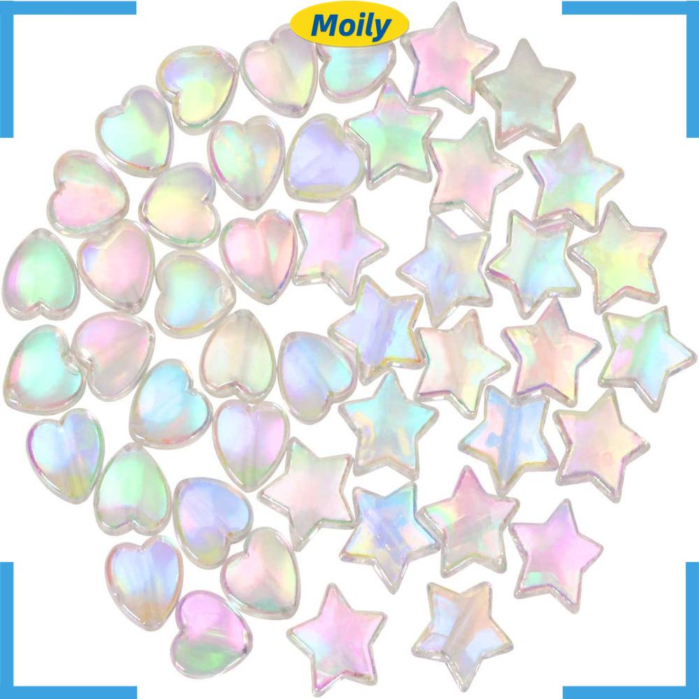 MOILYVN Set 200 Hạt Nhựa Acrylic Trong Suốt Hình Trái Tim Kích Thước 9mm 11mm Màu Trắng Dùng Làm Móc Khóa