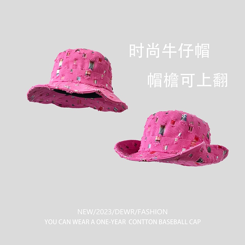 Mũ Bucket Che Nắng Ngoài Trời Rách Phiên Bản Hàn Quốc Cho Nam Và Nữ