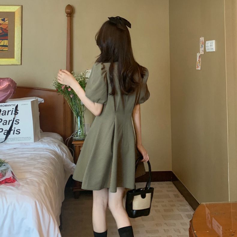 Đầm Sọc Ca Rô Xanh Lá Thời Trang Hè Mới 2023 Cao Cấp Cho Nữ