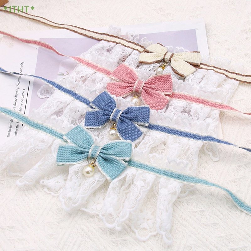 Dây Đeo Cổ Đính Nơ Và Ngọc Trai Giả Thời Trang Cho Thú Cưng Mới