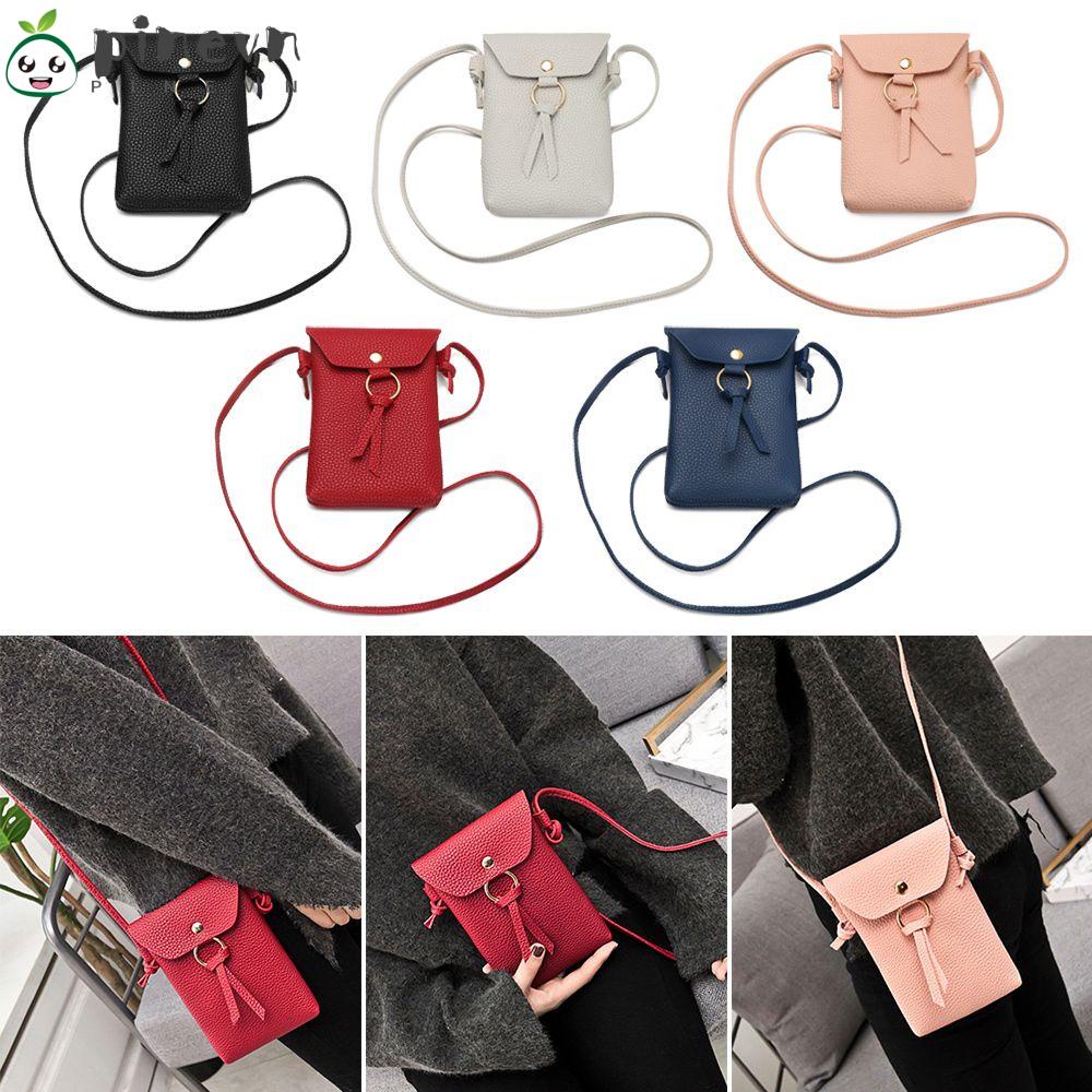 PINEVN Ốp Chìa Khóa Mini Bằng Da PU Màu Trơn Dành Cho Bạn Nữ