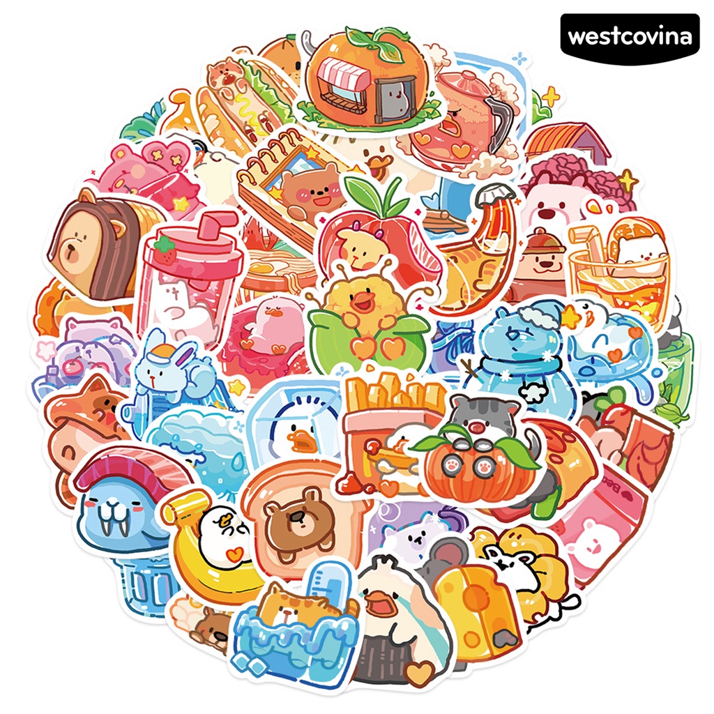 [WSTN]✎Set 50 Miếng Dán PVC Chống Nước Tự Dính Họa Tiết Hoạt Hình Dễ Thương Trang Trí Vali Ván Trượt Laptop
