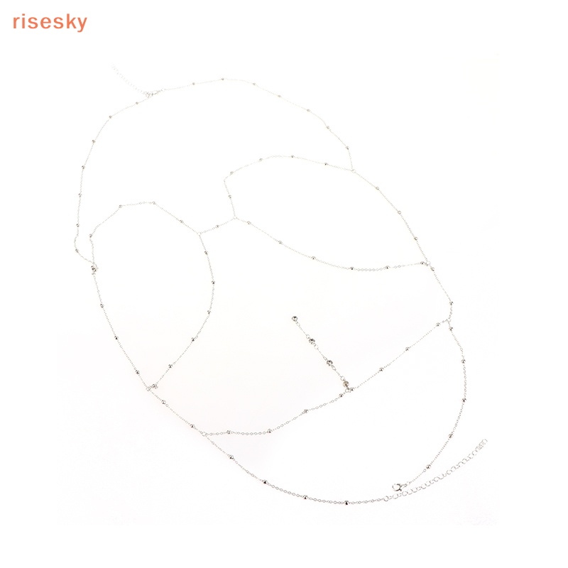 [risesky] Phụ Kiện Bikini Dây Xích Phối Tua Rua Đính Đá Zircon Quyến Rũ Cho Nữ Đi Biển / Đám Cưới
