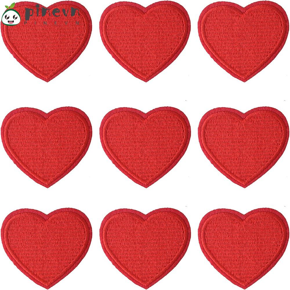 PINEVN Bộ 10 Miếng Vá Trang Trí Mũ Hình Trái Tim Đỏ Kích Thước 2.1X1.8Inches