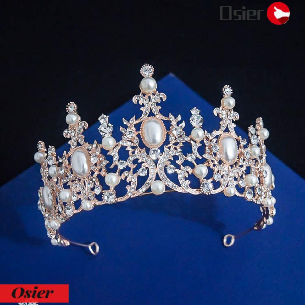 OSIER1 Băng Đô Cài Tóc Hình Vương Miện Có Đính Đá Hợp Thời Trang