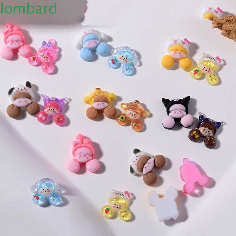 LOMBARD Set 10 Phụ Kiện Trang Trí Móng Tay Họa Tiết Hoạt Hình Kuromi Melody Màu Sắc Ngẫu Nhiên DIY