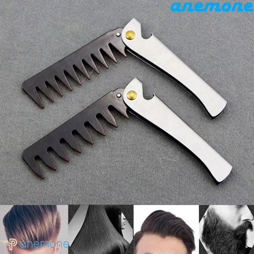 ANEMONE Lược Chải Tóc Răng Thưa Bằng Thép Không Gỉ Bền Bỉ Phong Cách Vintage Cho Nam