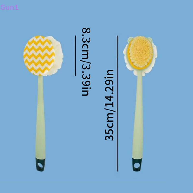 Bàn Chải Tắm 2 Trong 1 Hai Mặt Lông Mềm Cán Dài Chà Lưng