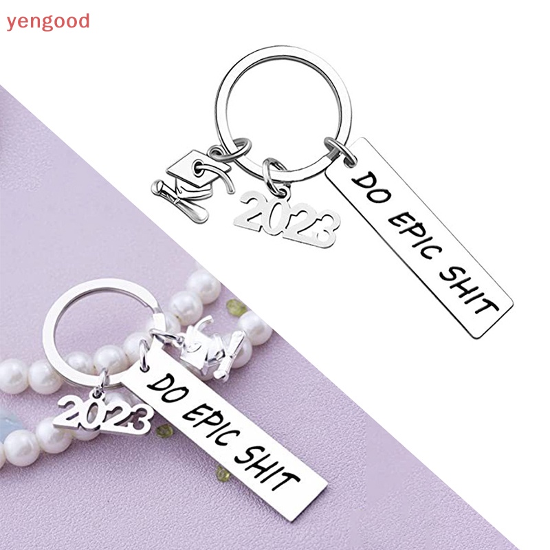 Móc Khóa Tròn Bằng Thép Không Gỉ Họa Tiết Chữ DO EPIC SHIT 2023