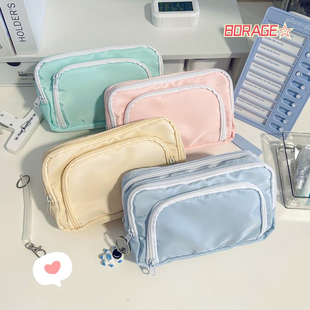 BORAG Túi Đựng Bút Bằng Nylon Sức Chứa Lớn Đa Năng Dễ Thương Cho Nữ