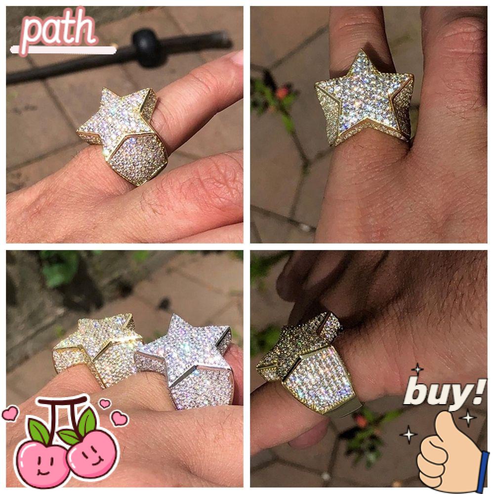 PATH Nhẫn Hình Ngôi Sao Đính Đá Sang Trọng Phong Cách Hip Hop