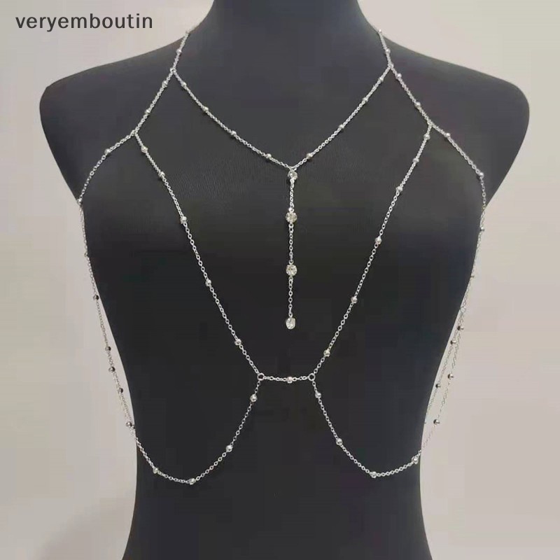 Dây Xích Tua Rua Chéo Ngực Đính Đá Thời Trang Đi Biển Quyến Rũ Cho Nữ