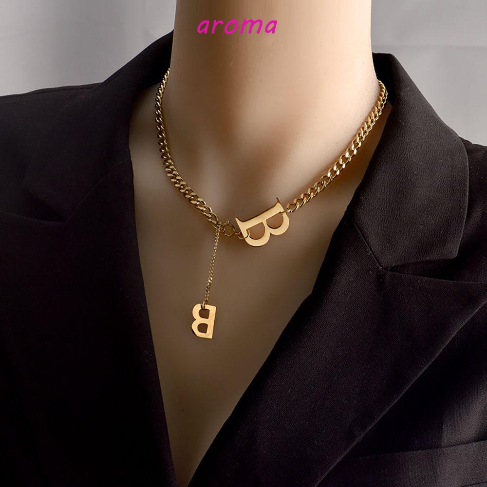 AROMA Vòng cổ Choker Mặt Chữ Đơn Giản Phong Cách Hip Hop Hàn Quốc Cho Nữ