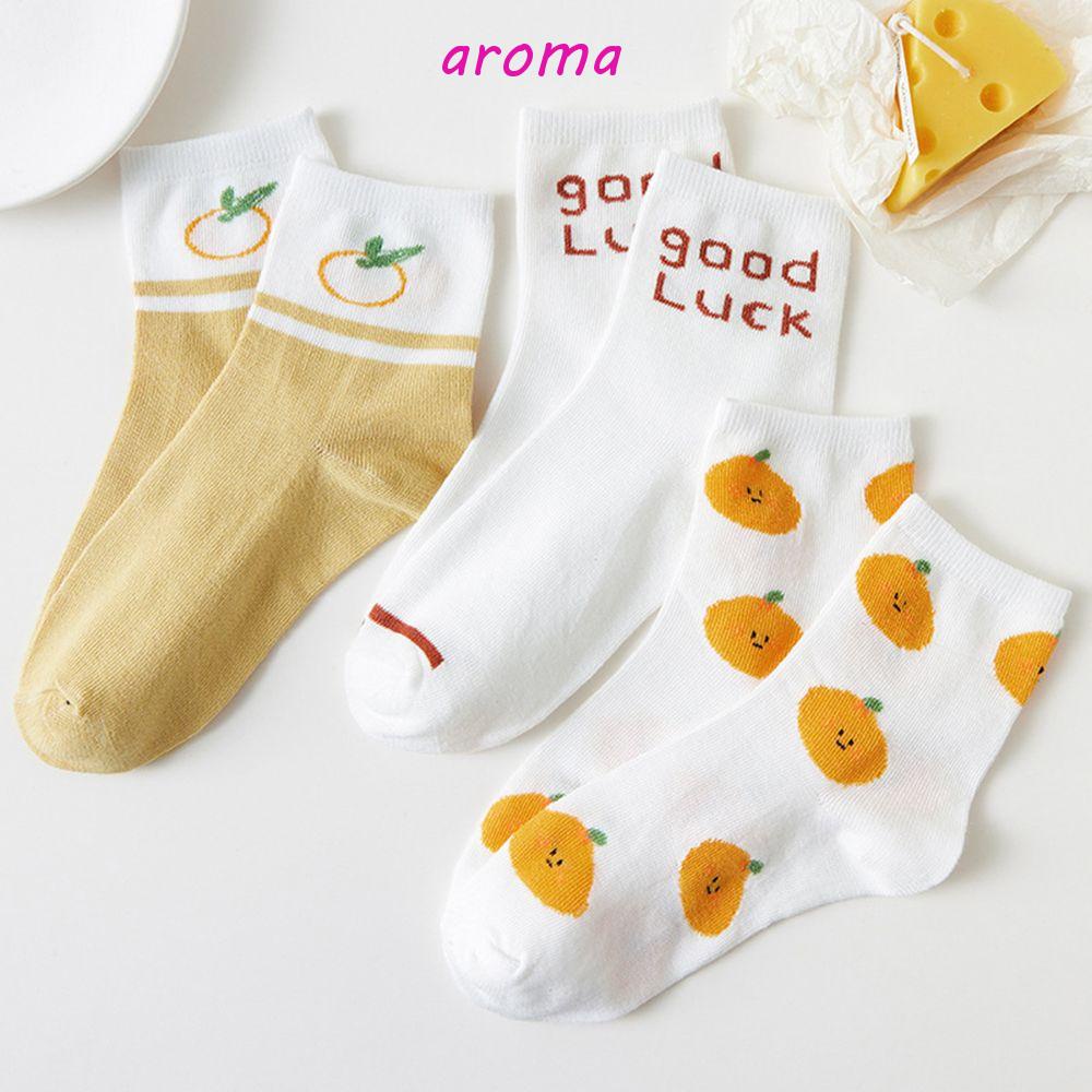 AROMA Đôi Vớ Thoáng Khí Họa Tiết Trái Cây Dễ Thương Bắt Mắt
