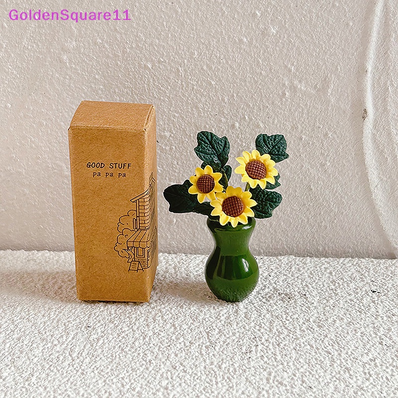 1 Bộ Chậu Hoa Hướng Dương Bằng Nhựa Tỉ Lệ 1: 12 Trang Trí Nhà Búp Bê