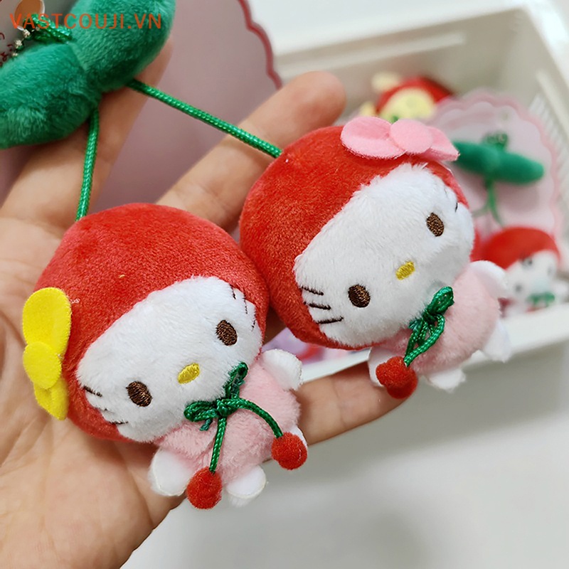 SANRIO Thú Nhồi Bông Hình Quả Cherry / Mèo Hello Kitty / Trái Cherry Trang Trí Balo Đi Học