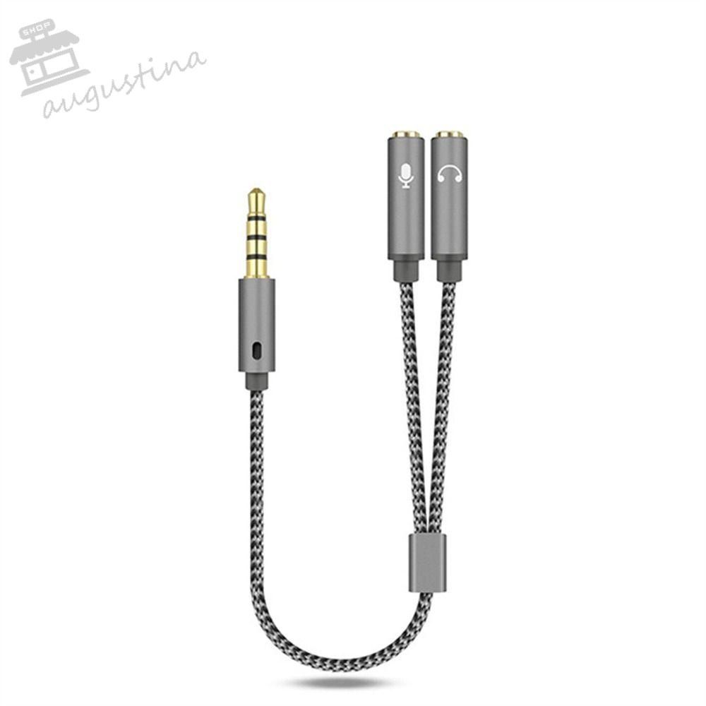 AUGUSTINA Dây Cáp Tách Âm Thanh 2 Trong 1 Giắc Cắm 3.5mm Chuyên Dụng Cho Điện Thoại