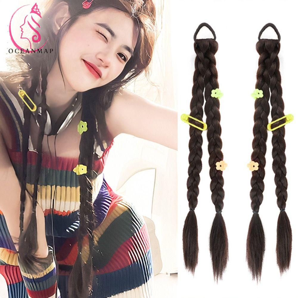 OCEANMAP Dây Buộc Tóc Giả Thắt Bím Bằng Sợi Cao Su Tự Nhiên Vô Hình Chịu Nhiệt Độ Cao Cho Nữ